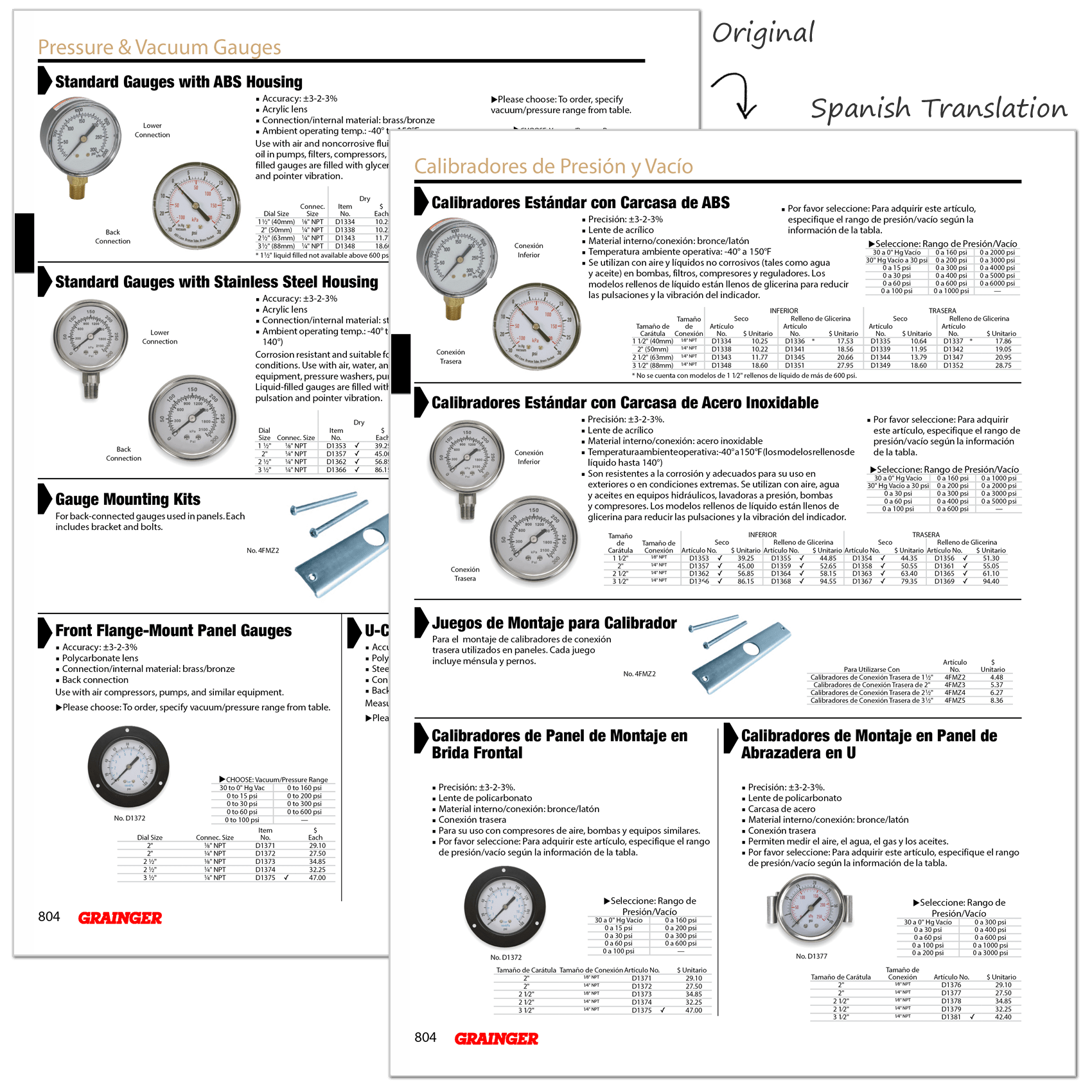 Spanish Translation of Technical Product Catalog