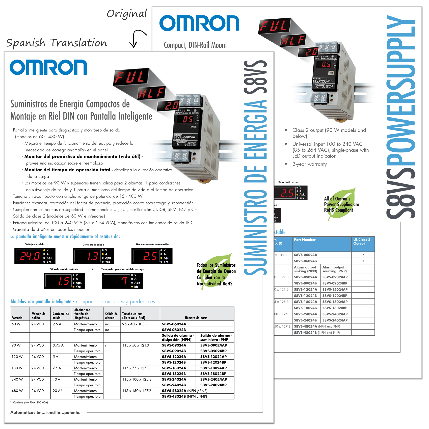 Spanish Translation of Technical Spec Sheet